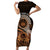 Talofa Samoa Family Matching Short Sleeve Bodycon Dress and Hawaiian Shirt Samoan Kava Bowl Siapo Pattern - Brown LT14 Mom's Dress Brown - Polynesian Pride