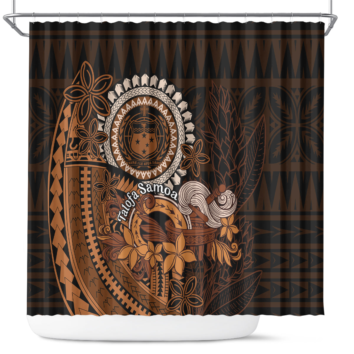 Talofa Samoa Shower Curtain Samoan Kava Bowl Siapo Pattern - Brown LT14 Brown - Polynesian Pride