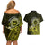 Lime Green Talofa Samoa Couples Matching Off Shoulder Short Dress and Hawaiian Shirt Samoan Kava Bowl Siapo Pattern LT14 - Polynesian Pride