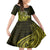 Lime Green Talofa Samoa Family Matching Off Shoulder Short Dress and Hawaiian Shirt Samoan Kava Bowl Siapo Pattern LT14 Daughter's Dress Lime Green - Polynesian Pride