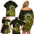 Lime Green Talofa Samoa Family Matching Off Shoulder Short Dress and Hawaiian Shirt Samoan Kava Bowl Siapo Pattern LT14 - Polynesian Pride