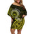 Lime Green Talofa Samoa Family Matching Off Shoulder Short Dress and Hawaiian Shirt Samoan Kava Bowl Siapo Pattern LT14 Mom's Dress Lime Green - Polynesian Pride