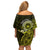 Lime Green Talofa Samoa Family Matching Off Shoulder Short Dress and Hawaiian Shirt Samoan Kava Bowl Siapo Pattern LT14 - Polynesian Pride