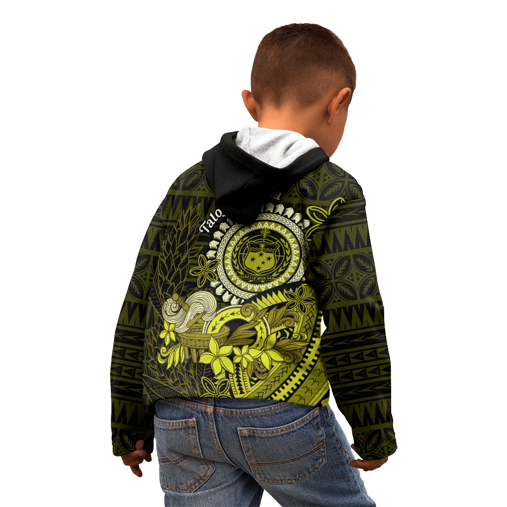 Lime Green Talofa Samoa Kid Hoodie Samoan Kava Bowl Siapo Pattern LT14 - Polynesian Pride