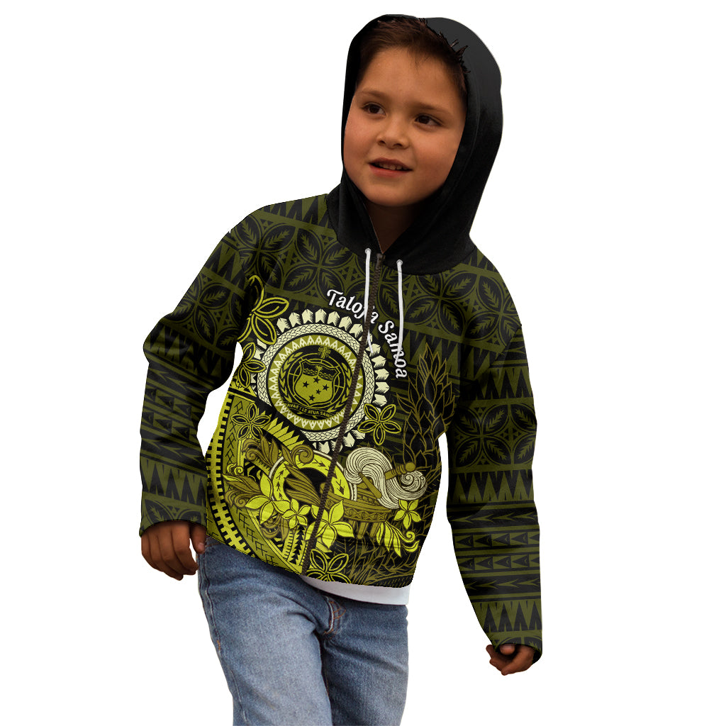 Lime Green Talofa Samoa Kid Hoodie Samoan Kava Bowl Siapo Pattern LT14 - Polynesian Pride