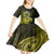 Lime Green Talofa Samoa Kid Short Sleeve Dress Samoan Kava Bowl Siapo Pattern LT14 - Polynesian Pride