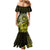 Lime Green Talofa Samoa Mermaid Dress Samoan Kava Bowl Siapo Pattern LT14 - Polynesian Pride