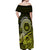 Lime Green Talofa Samoa Off Shoulder Maxi Dress Samoan Kava Bowl Siapo Pattern LT14 - Polynesian Pride