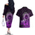 Purple Talofa Samoa Couples Matching Off The Shoulder Long Sleeve Dress and Hawaiian Shirt Samoan Kava Bowl Siapo Pattern LT14 - Polynesian Pride