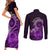 Purple Talofa Samoa Couples Matching Short Sleeve Bodycon Dress and Long Sleeve Button Shirt Samoan Kava Bowl Siapo Pattern LT14 - Polynesian Pride