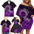 Purple Talofa Samoa Family Matching Off Shoulder Short Dress and Hawaiian Shirt Samoan Kava Bowl Siapo Pattern LT14 - Polynesian Pride