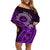 Purple Talofa Samoa Off Shoulder Short Dress Samoan Kava Bowl Siapo Pattern LT14 Women Purple - Polynesian Pride