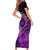 Purple Talofa Samoa Short Sleeve Bodycon Dress Samoan Kava Bowl Siapo Pattern LT14 - Polynesian Pride