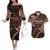 Malo e lelei Tonga Couples Matching Off The Shoulder Long Sleeve Dress and Hawaiian Shirt Tongan Ngatu Pattern Vintage Vibes LT14 Brown - Polynesian Pride