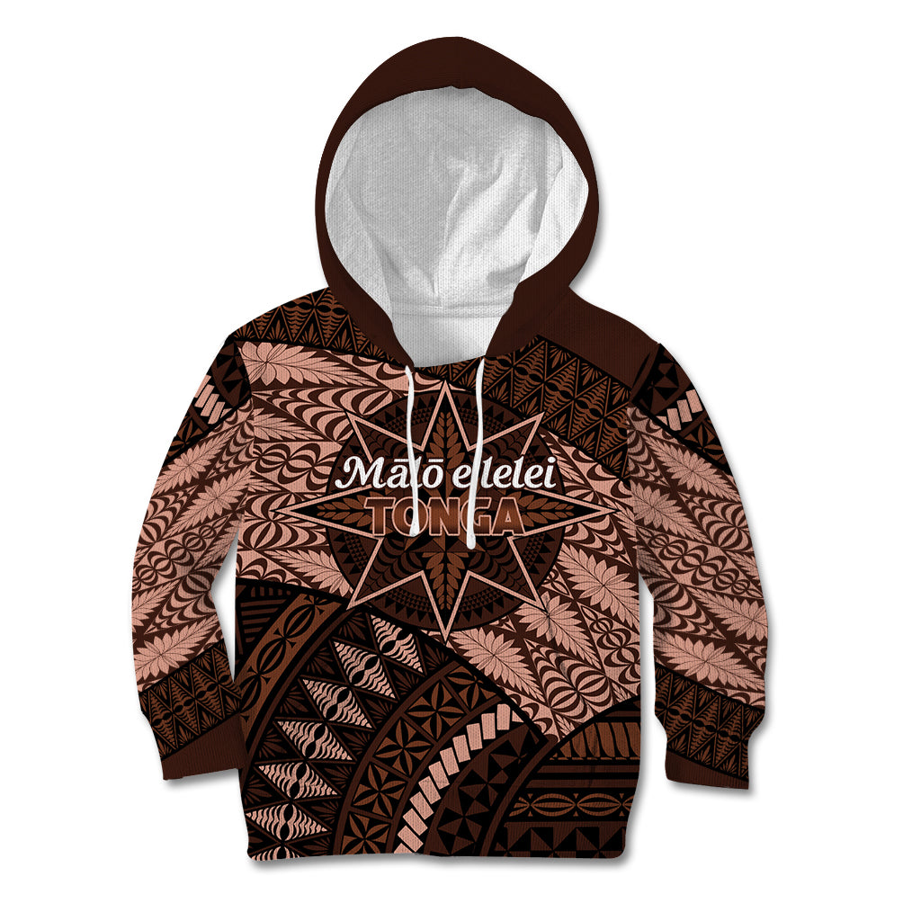 Malo e lelei Tonga Kid Hoodie Tongan Ngatu Pattern Vintage Vibes LT14 Hoodie Brown - Polynesian Pride