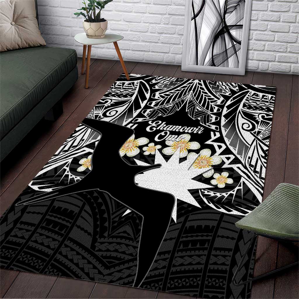 Ekamowir Omo Nauru Area Rug Naoero Twelve-pointed Star Polynesian Tattoo LT14 Black - Polynesian Pride