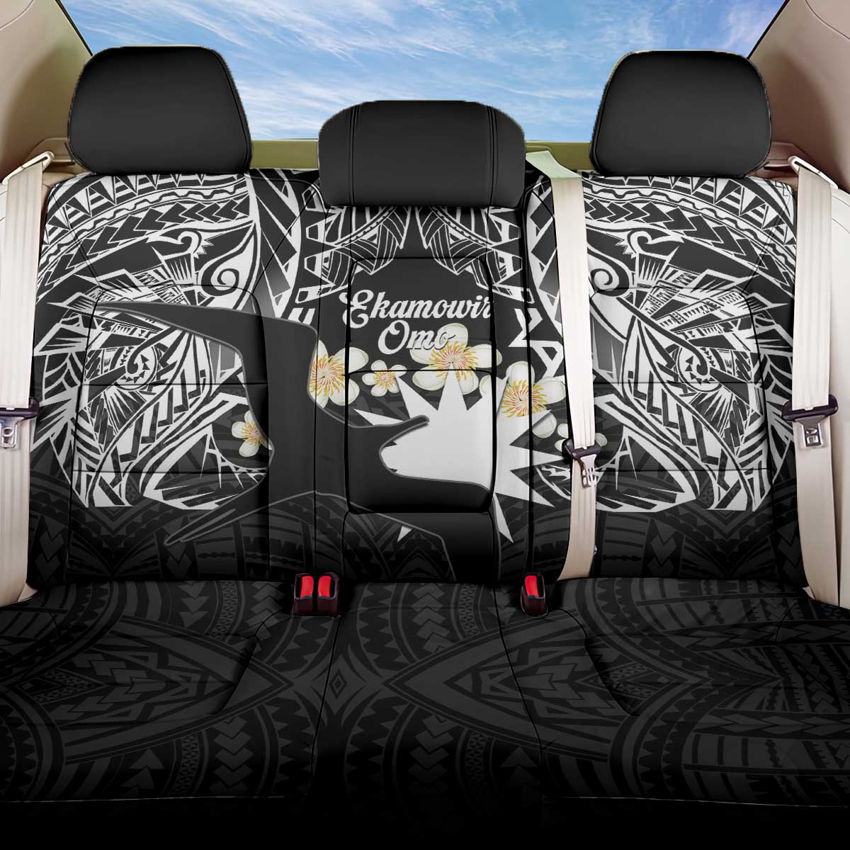 Ekamowir Omo Nauru Back Car Seat Cover Naoero Twelve-pointed Star Polynesian Tattoo LT14 One Size Black - Polynesian Pride