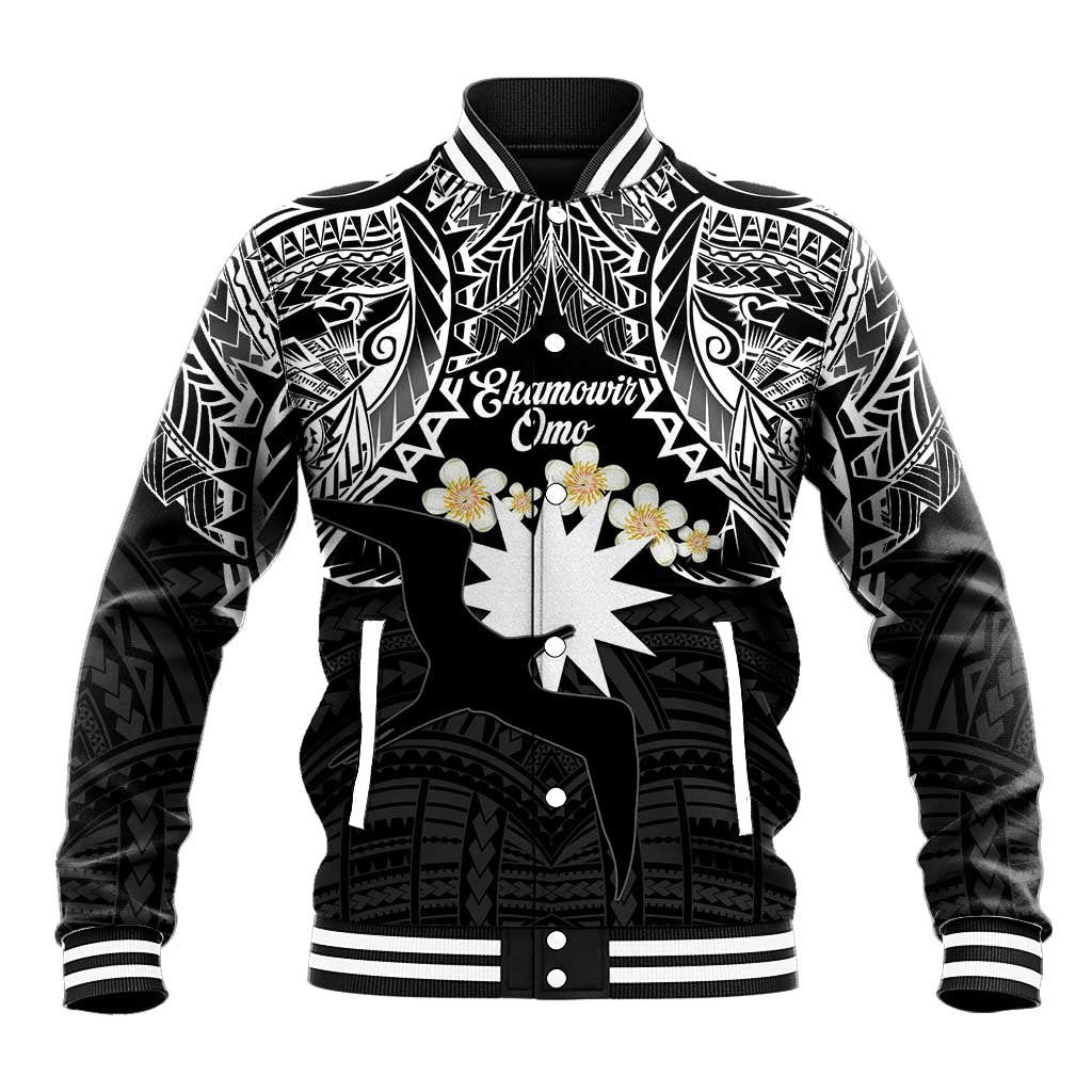 Ekamowir Omo Nauru Baseball Jacket Naoero Twelve-pointed Star Polynesian Tattoo LT14 Unisex Black - Polynesian Pride