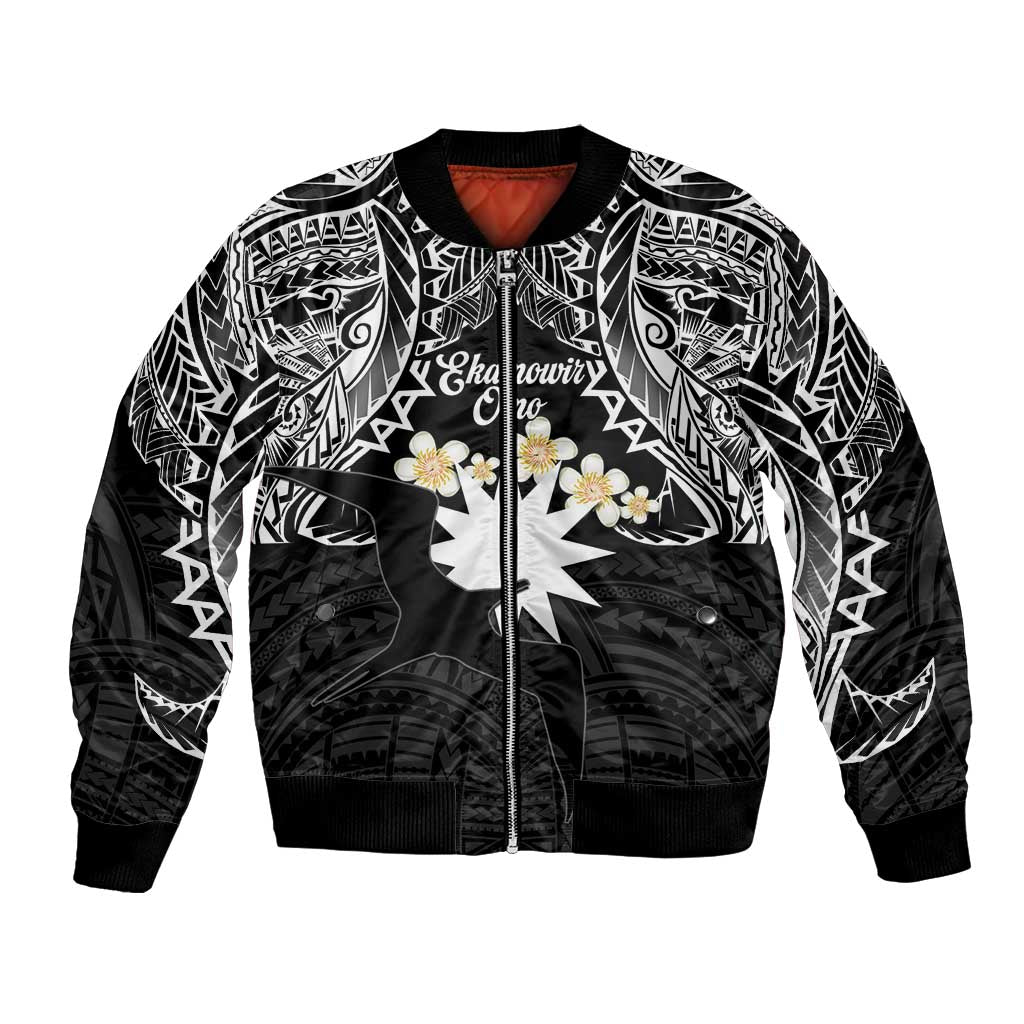Ekamowir Omo Nauru Bomber Jacket Naoero Twelve-pointed Star Polynesian Tattoo LT14 Unisex Black - Polynesian Pride