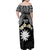 Ekamowir Omo Nauru Family Matching Off Shoulder Maxi Dress and Hawaiian Shirt Naoero Twelve-pointed Star Polynesian Tattoo