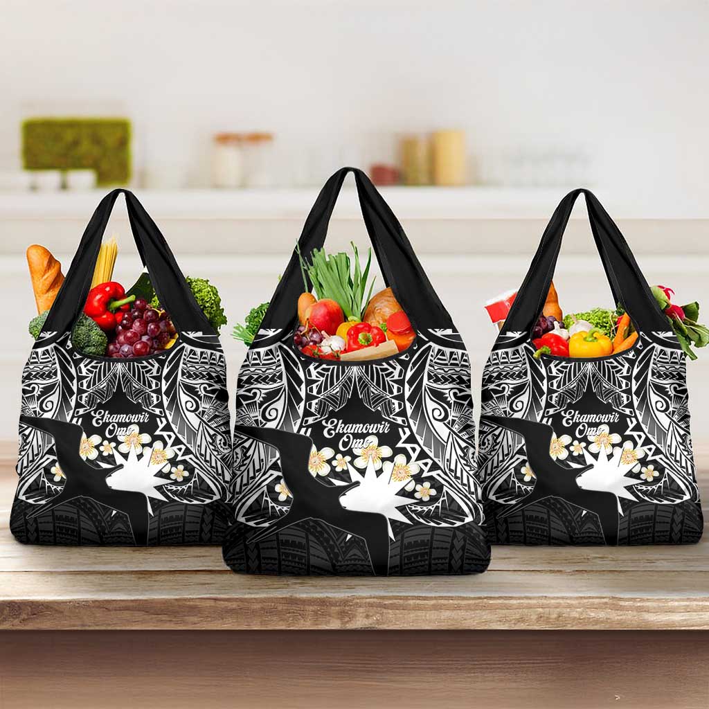 Ekamowir Omo Nauru Grocery Bag Naoero Twelve-pointed Star Polynesian Tattoo LT14 3-pack One Size Black - Polynesian Pride