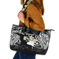 Ekamowir Omo Nauru Leather Tote Bag Naoero Twelve-pointed Star Polynesian Tattoo LT14 Black - Polynesian Pride