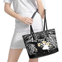Ekamowir Omo Nauru Leather Tote Bag Naoero Twelve-pointed Star Polynesian Tattoo LT14 - Polynesian Pride