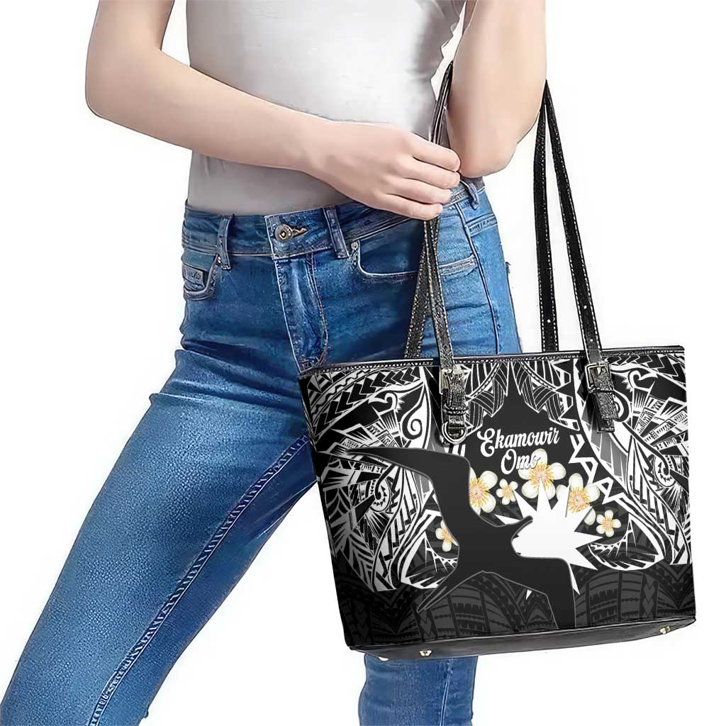 Ekamowir Omo Nauru Leather Tote Bag Naoero Twelve-pointed Star Polynesian Tattoo LT14 - Polynesian Pride