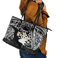 Ekamowir Omo Nauru Leather Tote Bag Naoero Twelve-pointed Star Polynesian Tattoo LT14 - Polynesian Pride