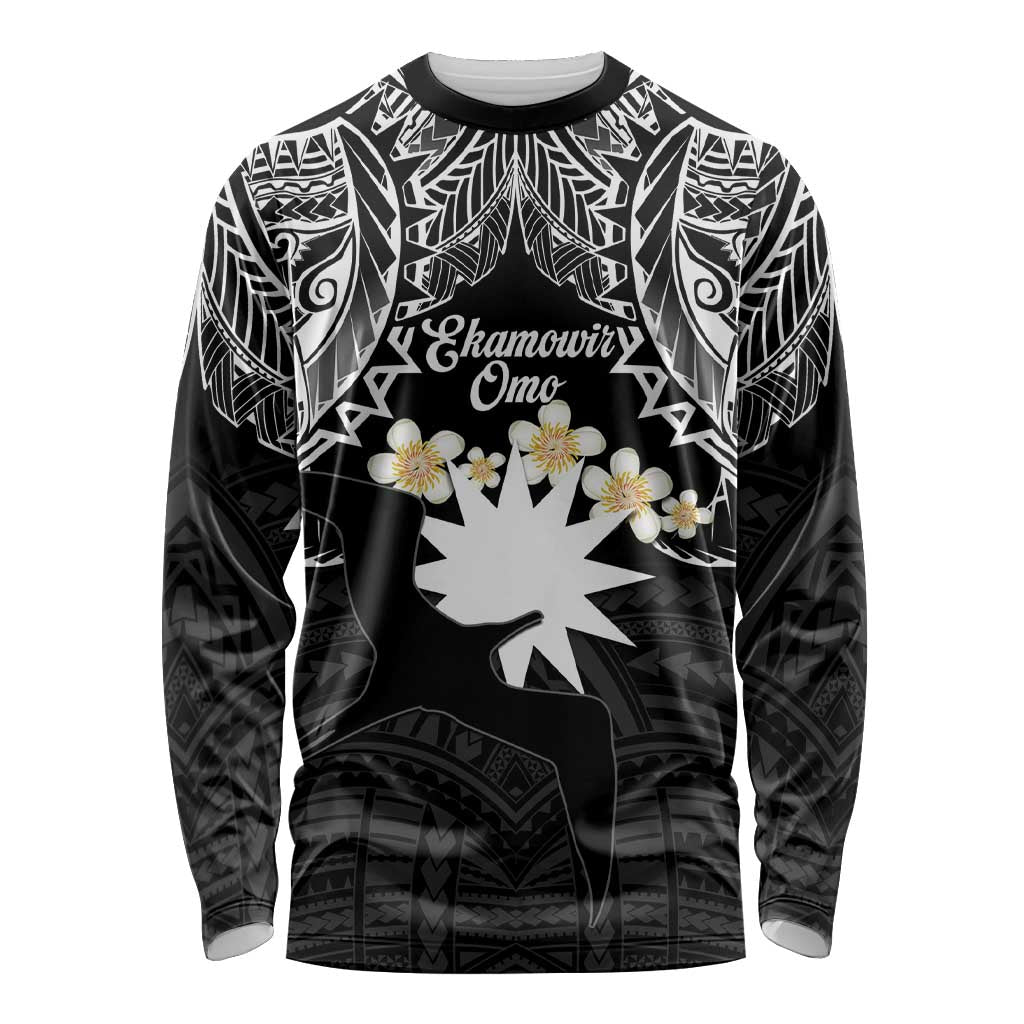 Ekamowir Omo Nauru Long Sleeve Shirt Naoero Twelve-pointed Star Polynesian Tattoo LT14 Unisex Black - Polynesian Pride
