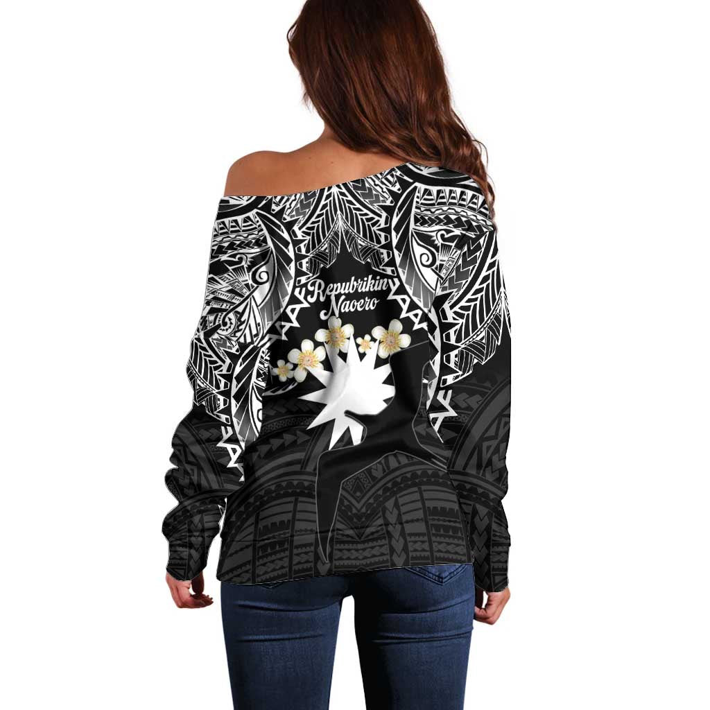 Ekamowir Omo Nauru Off Shoulder Sweater Naoero Twelve-pointed Star Polynesian Tattoo LT14 - Polynesian Pride