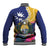 Nauru Independence Day Baseball Jacket Coat Of Arms With Tropical Flowers