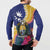 Nauru Independence Day Button Sweatshirt Coat Of Arms With Tropical Flowers