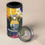 Nauru Independence Day 4 in 1 Can Cooler Tumbler Coat Of Arms With Tropical Flowers