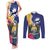 Nauru Independence Day Couples Matching Tank Maxi Dress and Long Sleeve Button Shirt Coat Of Arms With Tropical Flowers