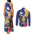 Nauru Independence Day Couples Matching Tank Maxi Dress and Long Sleeve Button Shirt Coat Of Arms With Tropical Flowers