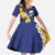 Nauru Independence Day Family Matching Long Sleeve Bodycon Dress and Hawaiian Shirt Coat Of Arms With Tropical Flowers