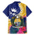 Nauru Independence Day Family Matching Long Sleeve Bodycon Dress and Hawaiian Shirt Coat Of Arms With Tropical Flowers