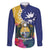 Nauru Independence Day Family Matching Long Sleeve Bodycon Dress and Hawaiian Shirt Coat Of Arms With Tropical Flowers