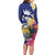 Nauru Independence Day Family Matching Long Sleeve Bodycon Dress and Hawaiian Shirt Coat Of Arms With Tropical Flowers