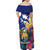 Nauru Independence Day Family Matching Off Shoulder Maxi Dress and Hawaiian Shirt Coat Of Arms With Tropical Flowers