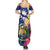 Nauru Independence Day Family Matching Summer Maxi Dress and Hawaiian Shirt Coat Of Arms With Tropical Flowers