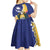 Nauru Independence Day Kid Short Sleeve Dress Coat Of Arms With Tropical Flowers