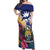 Nauru Independence Day Off Shoulder Maxi Dress Coat Of Arms With Tropical Flowers