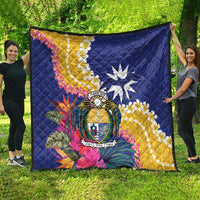 Nauru Independence Day Quilt Coat Of Arms With Tropical Flowers LT14 - Polynesian Pride
