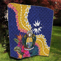 Nauru Independence Day Quilt Coat Of Arms With Tropical Flowers LT14 - Polynesian Pride