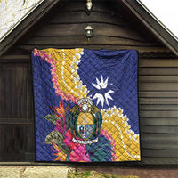 Nauru Independence Day Quilt Coat Of Arms With Tropical Flowers LT14 - Polynesian Pride