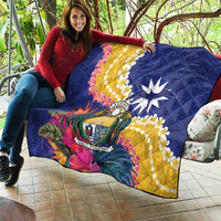 Nauru Independence Day Quilt Coat Of Arms With Tropical Flowers LT14 - Polynesian Pride