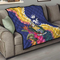 Nauru Independence Day Quilt Coat Of Arms With Tropical Flowers LT14 - Polynesian Pride