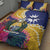 Nauru Independence Day Quilt Bed Set Coat Of Arms With Tropical Flowers